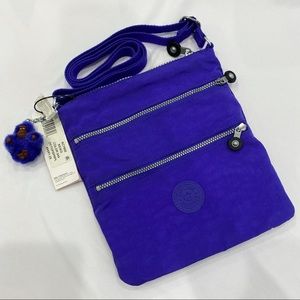 NWT KIPLING Dark Purple Side Purse w/ 3 Zippers